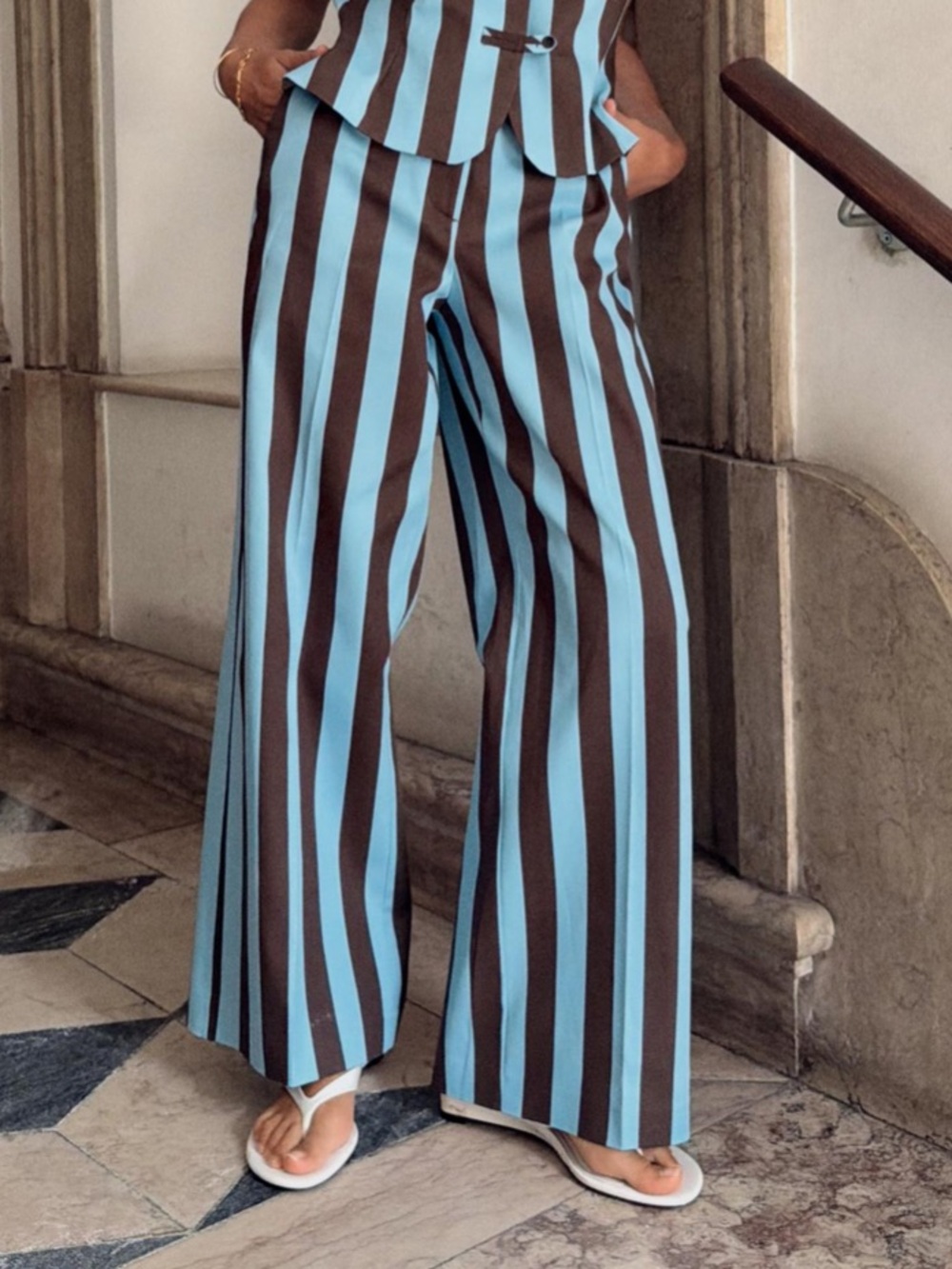 ZARA BROWN STRIPES PANTS - XS